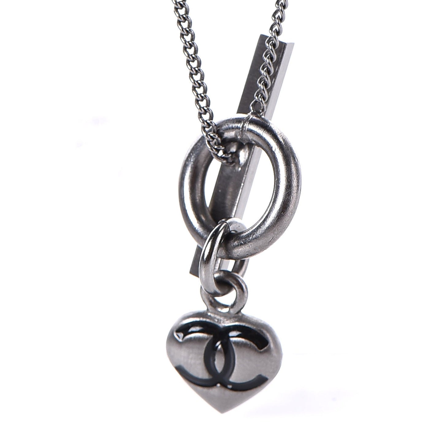 Mini Heart CC Necklace Ruthenium