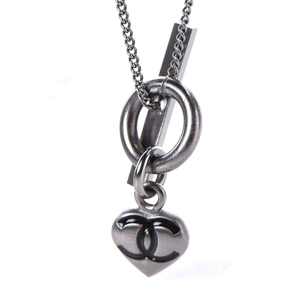 Chanel Mini Heart CC Necklace Ruthenium 4 of 6