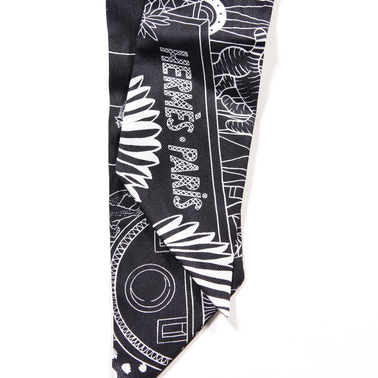Hermes Silk Animapolis Twilly Black White 2 of 4