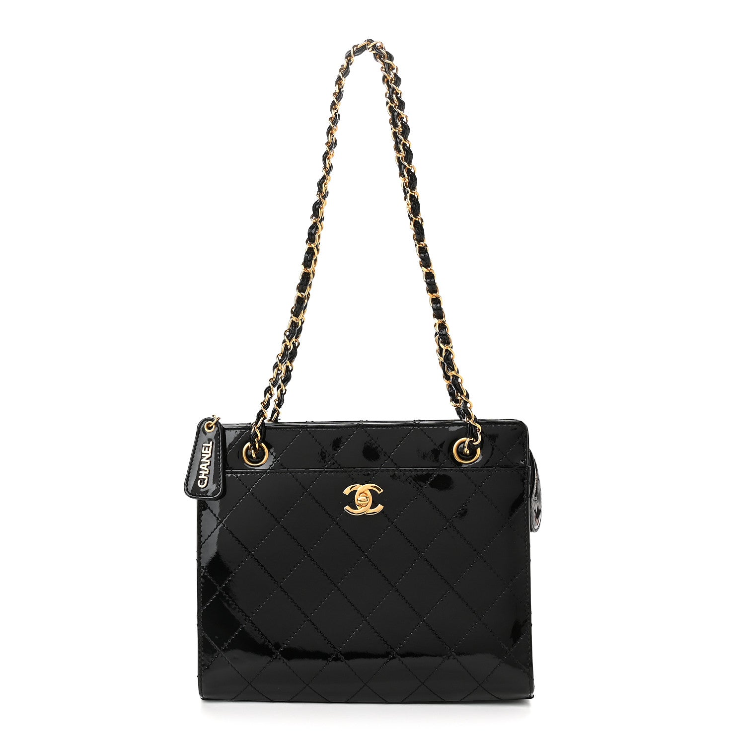 Chanel Patent Quilted Shoulder Bag Black 1 of 8