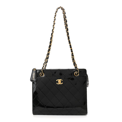 Chanel Patent Quilted Shoulder Bag Black 1 of 8