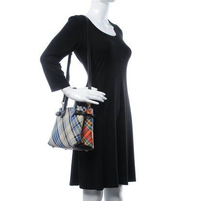 Burberry Tartan Mix Small Banner Tote Blue White 2 of 12