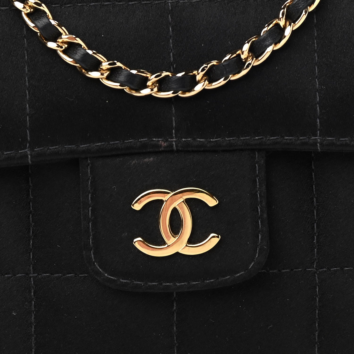 Chanel Satin Chocolate Bar Quilted Camellia Rectangular Mini Flap Black 8 of 10