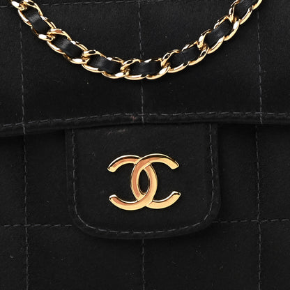 Chanel Satin Chocolate Bar Quilted Camellia Rectangular Mini Flap Black 8 of 10
