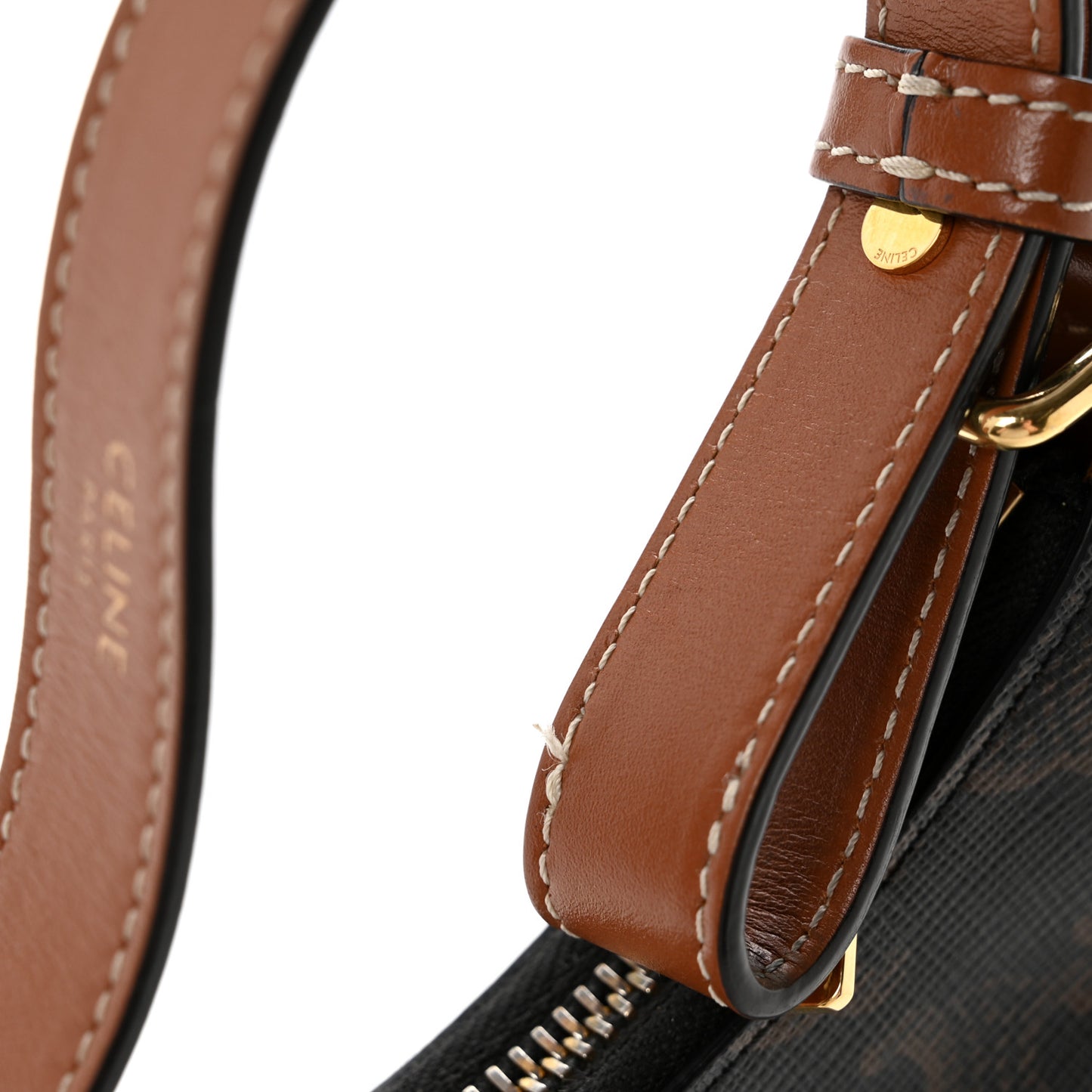 Triomphe Canvas Calfskin Ava Shoulder Bag Tan