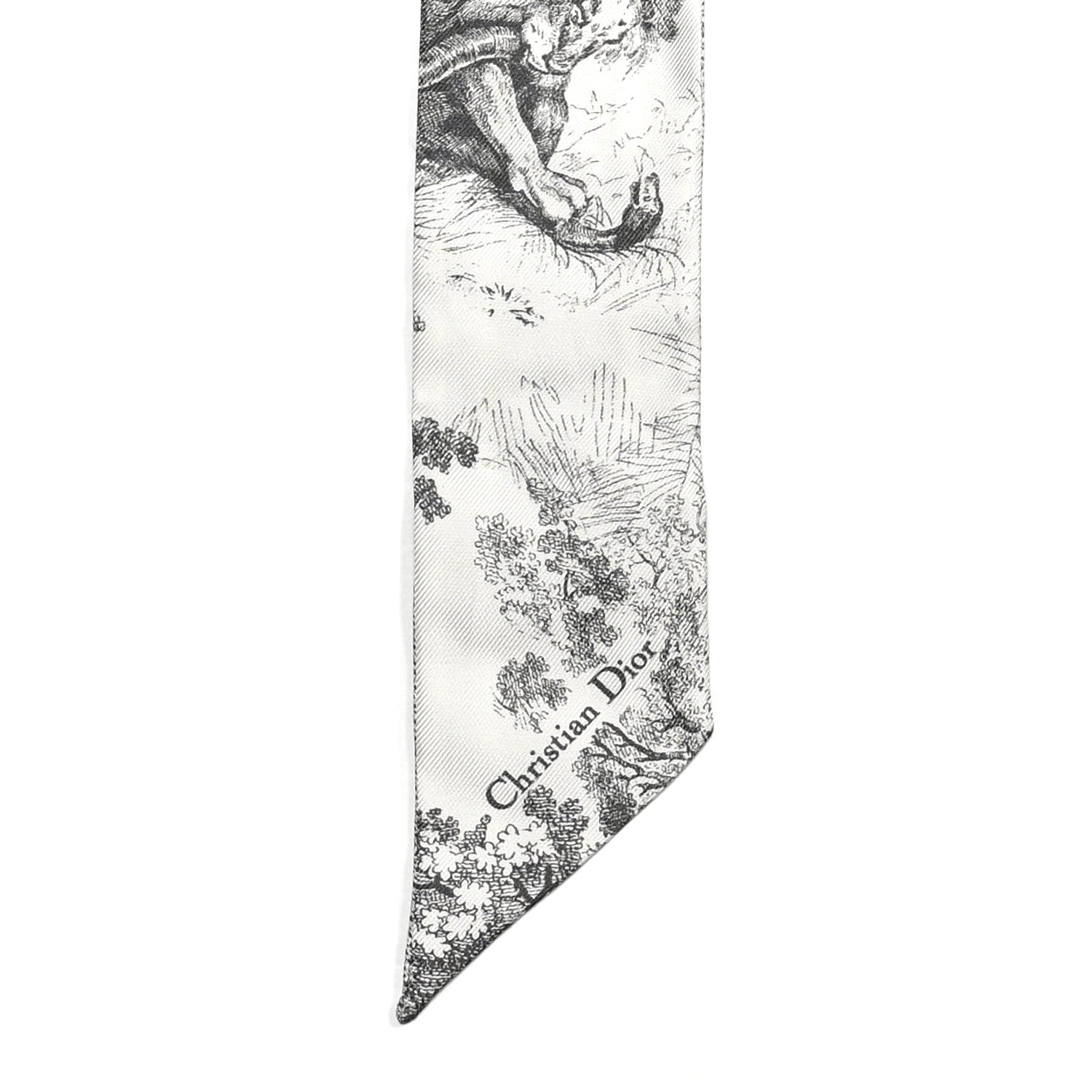Christian Dior Silk Toile De Jouy Mitzah Scarf White 3 of 4