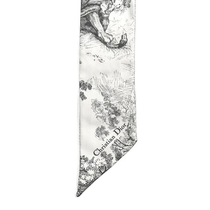 Christian Dior Silk Toile De Jouy Mitzah Scarf White 3 of 4