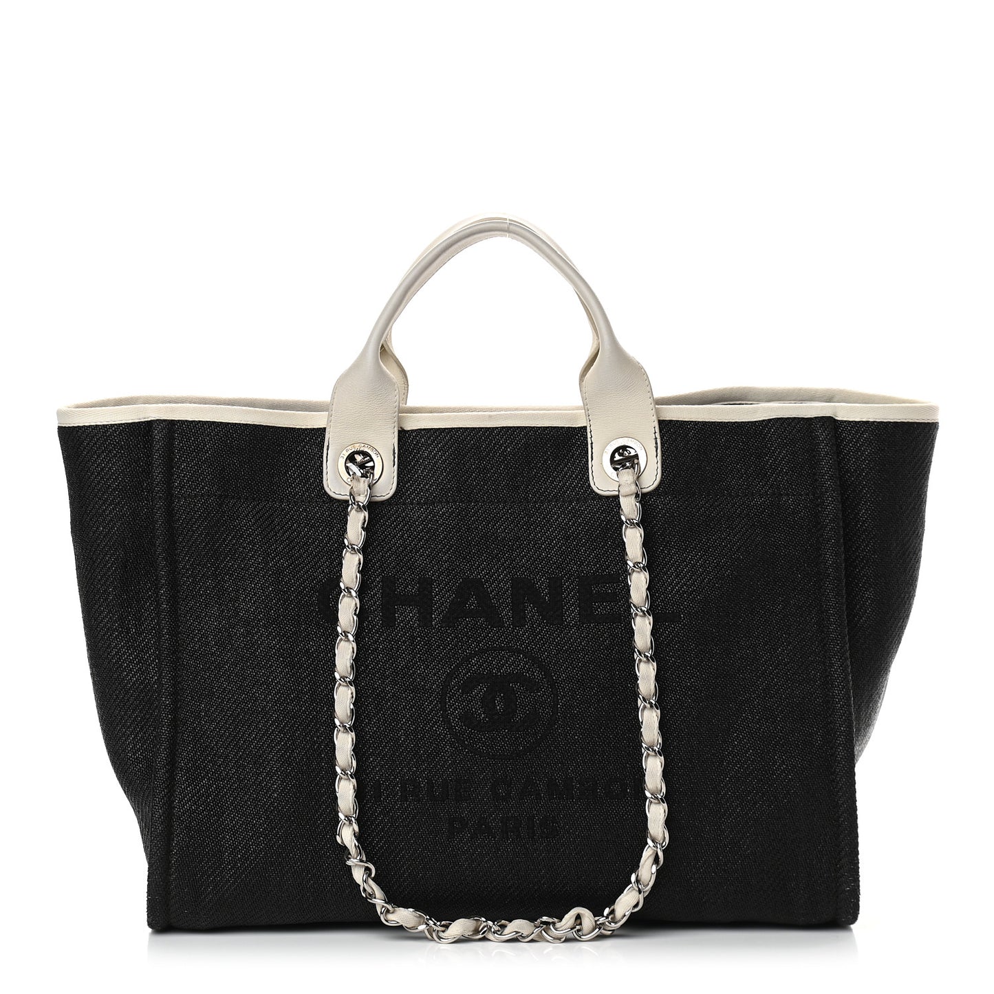 Canvas Medium Deauville Tote Black White