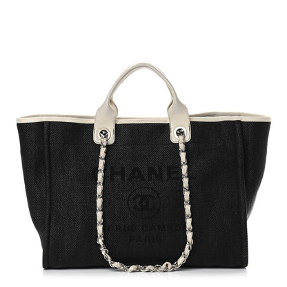Chanel Canvas Medium Deauville Tote Black White 1 of 9