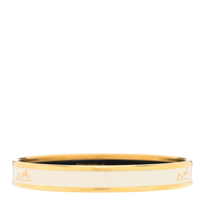 Hermes Enamel Printed Narrow Caleche Bracelet White 2 of 3