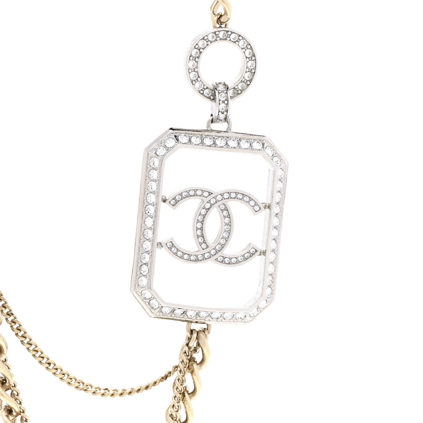 Crystal Chain CC Multi Strand Necklace Gold Silver