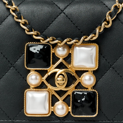 Chanel Calfskin Quilted Crystal Pearl Mini Flap Bag Black 9 of 11