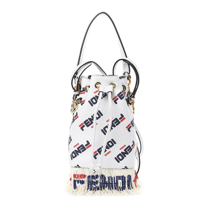 Fendi X FILA Calfskin F is Fendi Mania Fringe Mini Mon Tresor Bucket Bag White 1 of 11
