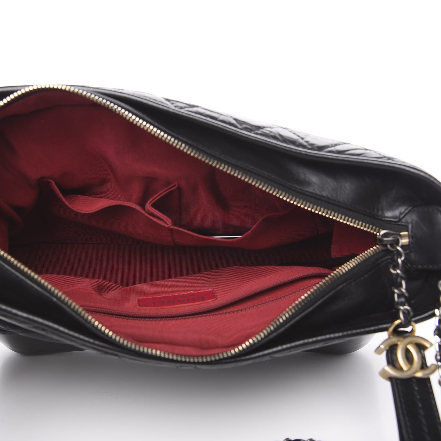 Aged Calfskin Quilted Medium Gabrielle Hobo Black