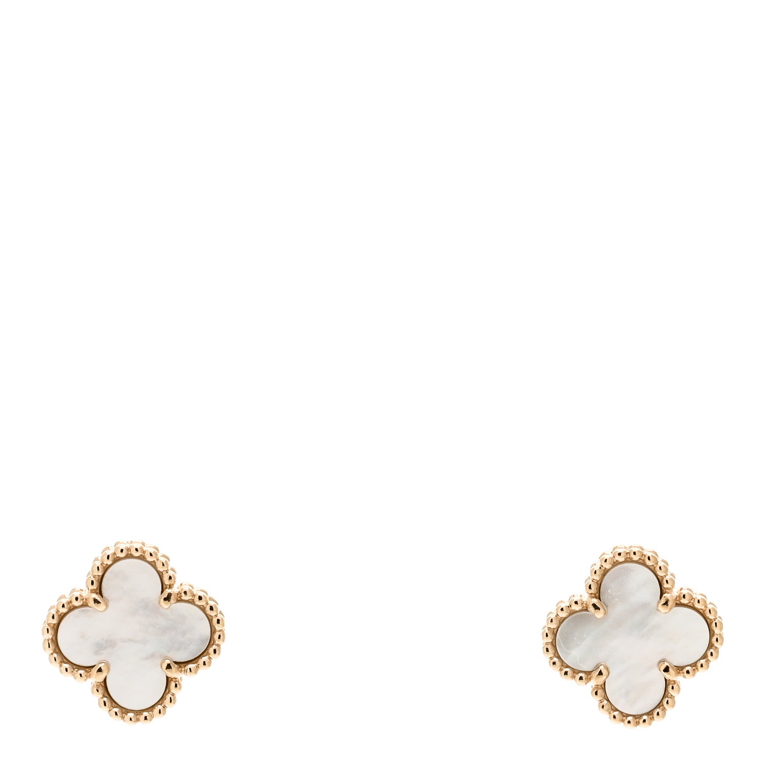 Van Cleef & Arpels 18K Yellow Gold Mother of Pearl Sweet Alhambra Earrings 1 of 5