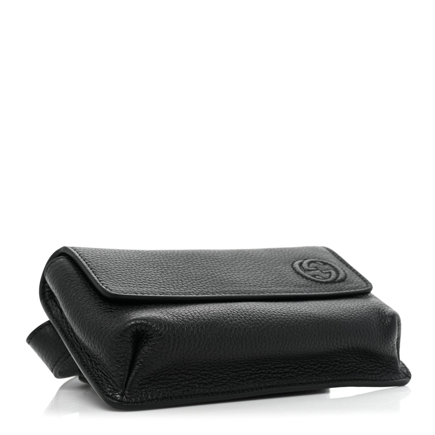 Pebbled Calfskin Soho Flap Belt Bag Black