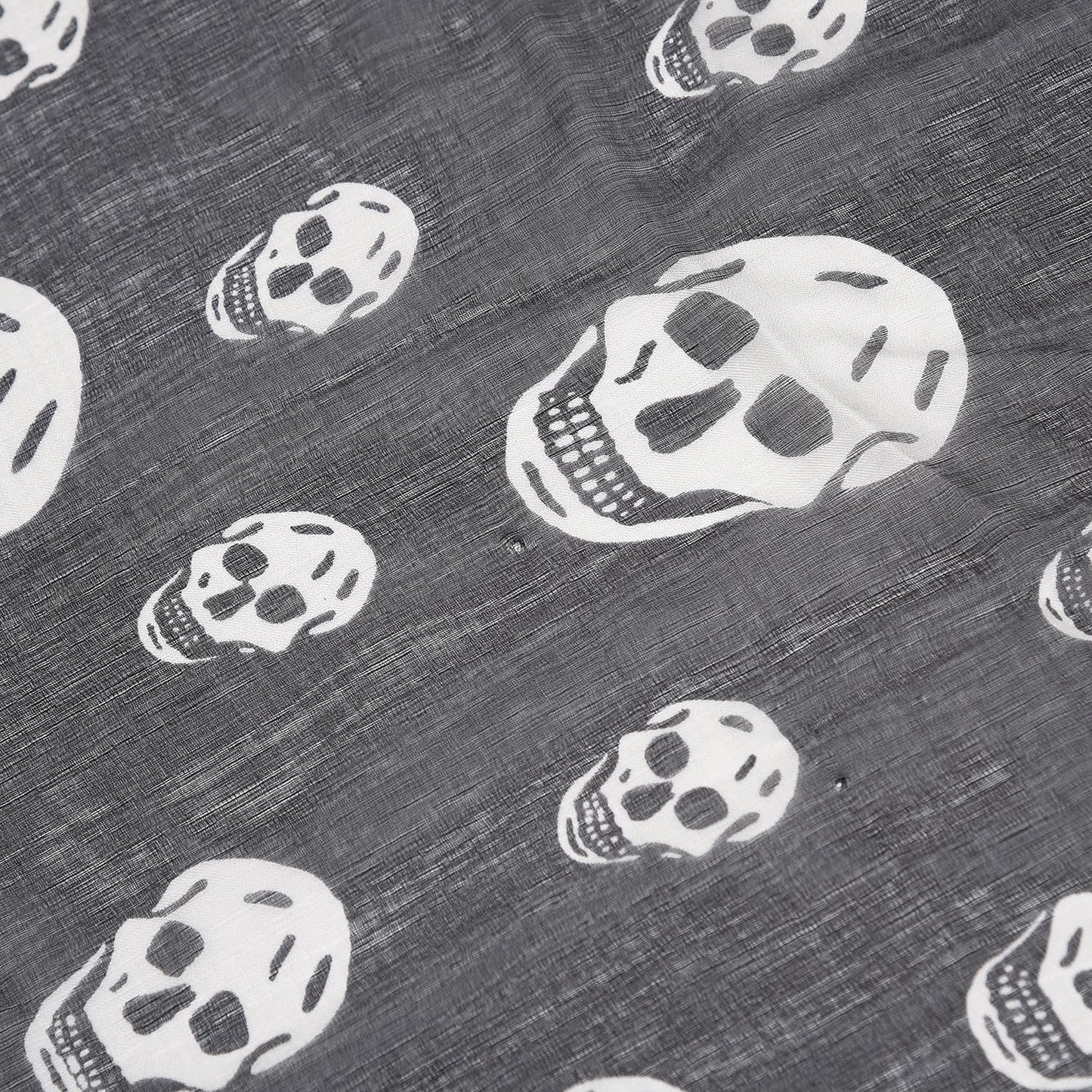 Silk Chiffon Skull Scarf Black Ivory