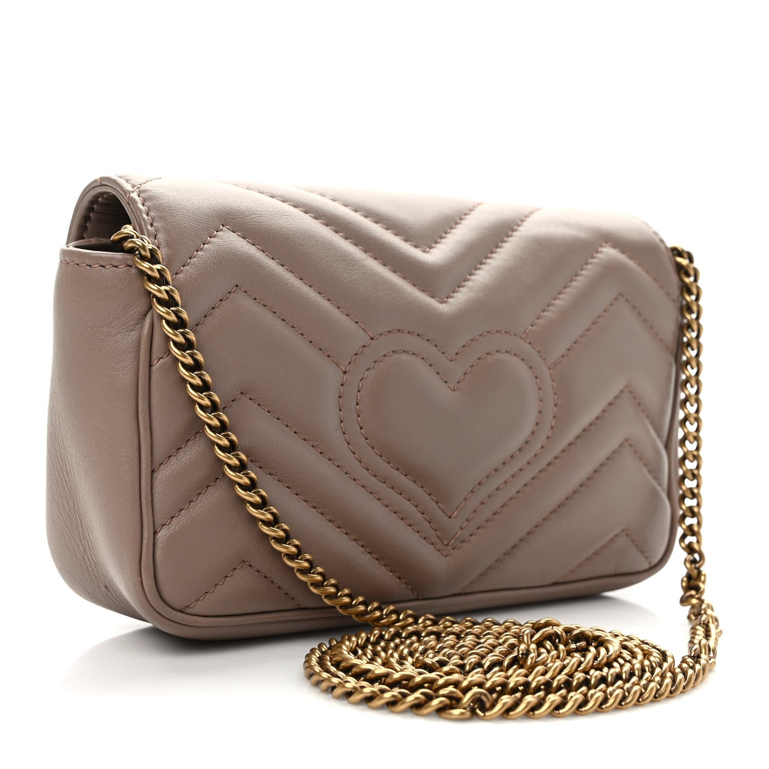 Gucci Calfskin Matelasse Super Mini GG Marmont Shoulder Bag Porcelain Rose 3 of 9