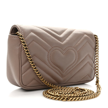 Gucci Calfskin Matelasse Super Mini GG Marmont Shoulder Bag Porcelain Rose 3 of 9