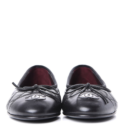 Chanel Aged Calfskin Quilted Cap Toe Ballerina Flats 35.5 Black 2 of 10