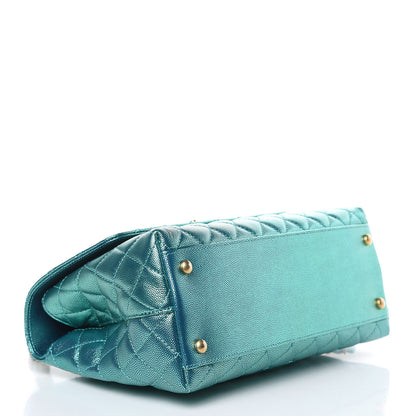Chanel Metallic Caviar Quilted Small Coco Handle Flap Blue 4 of 10