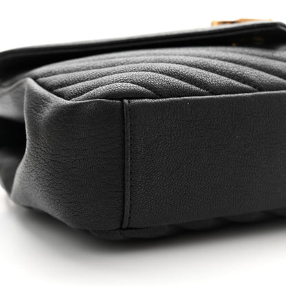 Saint Laurent Sheepskin Matelasse Chevron Monogram Medium College Bag Black 9 of 11