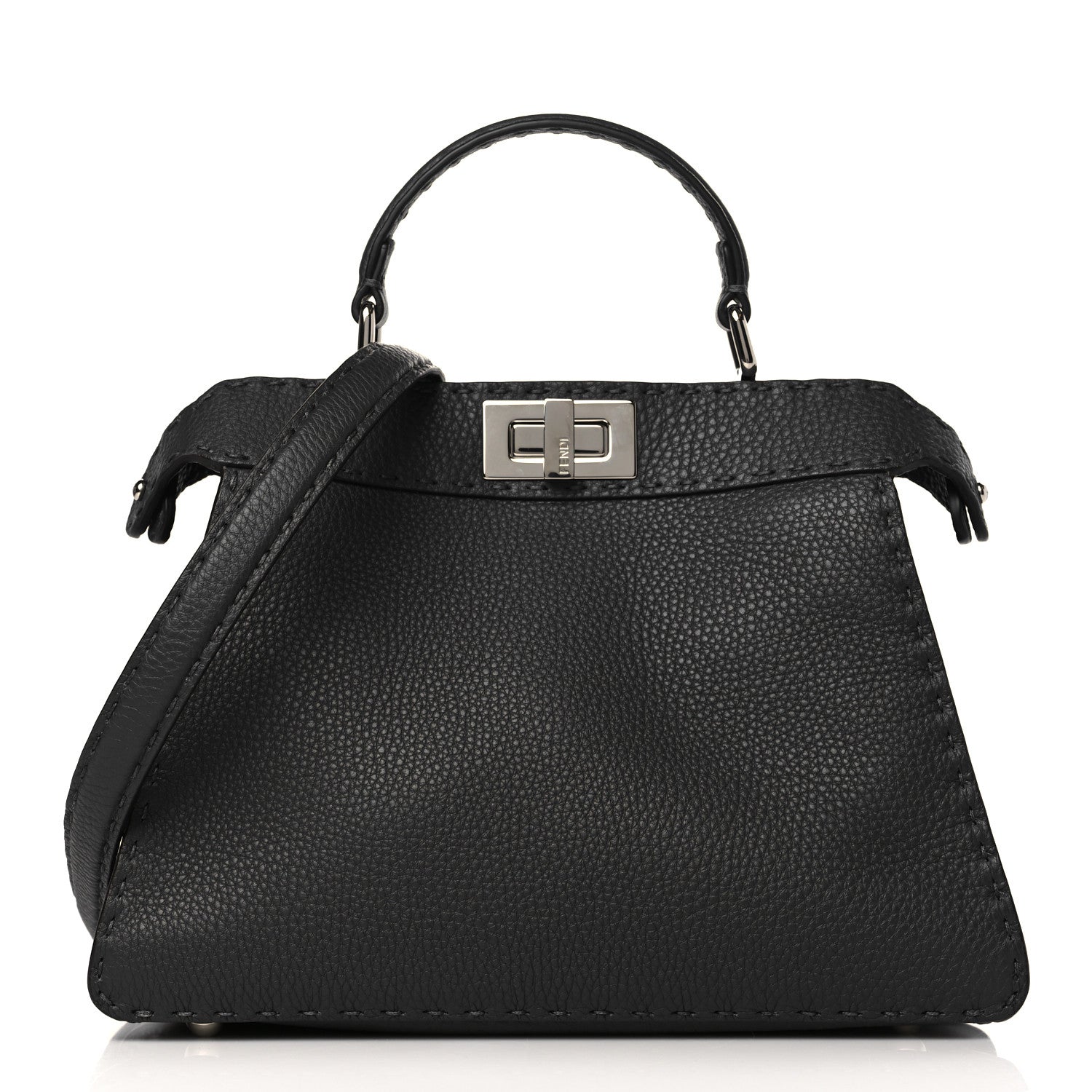 Fendi Cuoio Romano Selleria Chamois Small Peekaboo I SEE U Satchel Asfalto Camelia 1 of 10