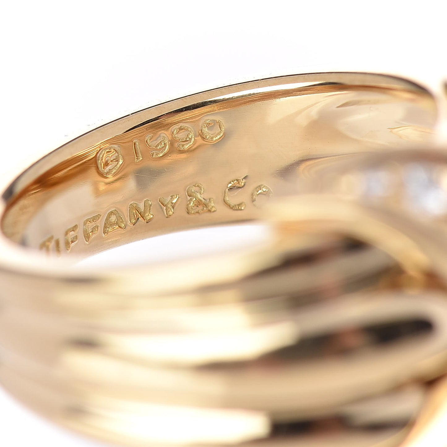 18K Yellow Gold Diamond Large Signature X Ring 50 5.25