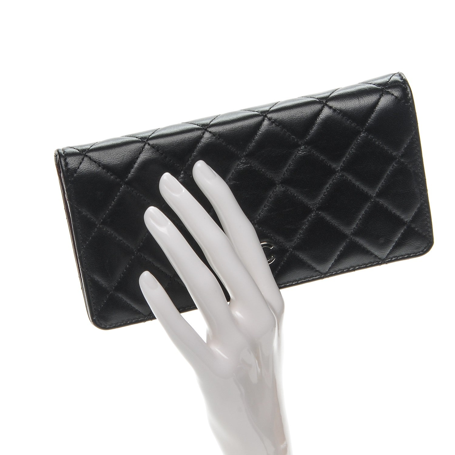 Chanel Lambskin Quilted Yen Wallet Black 2 of 9