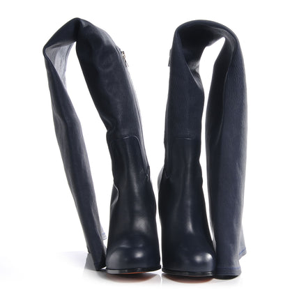 Celine Calfskin Over The Knee 70 Boots Navy Blue 41 2 of 6