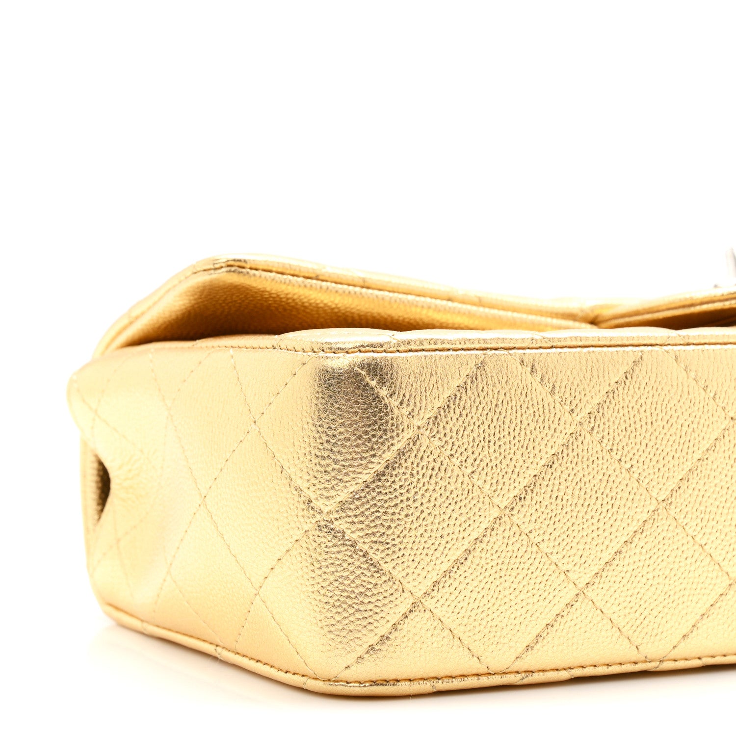 Chanel Metallic Caviar Quilted Top Handle East West Flap Gold 9 of 11
