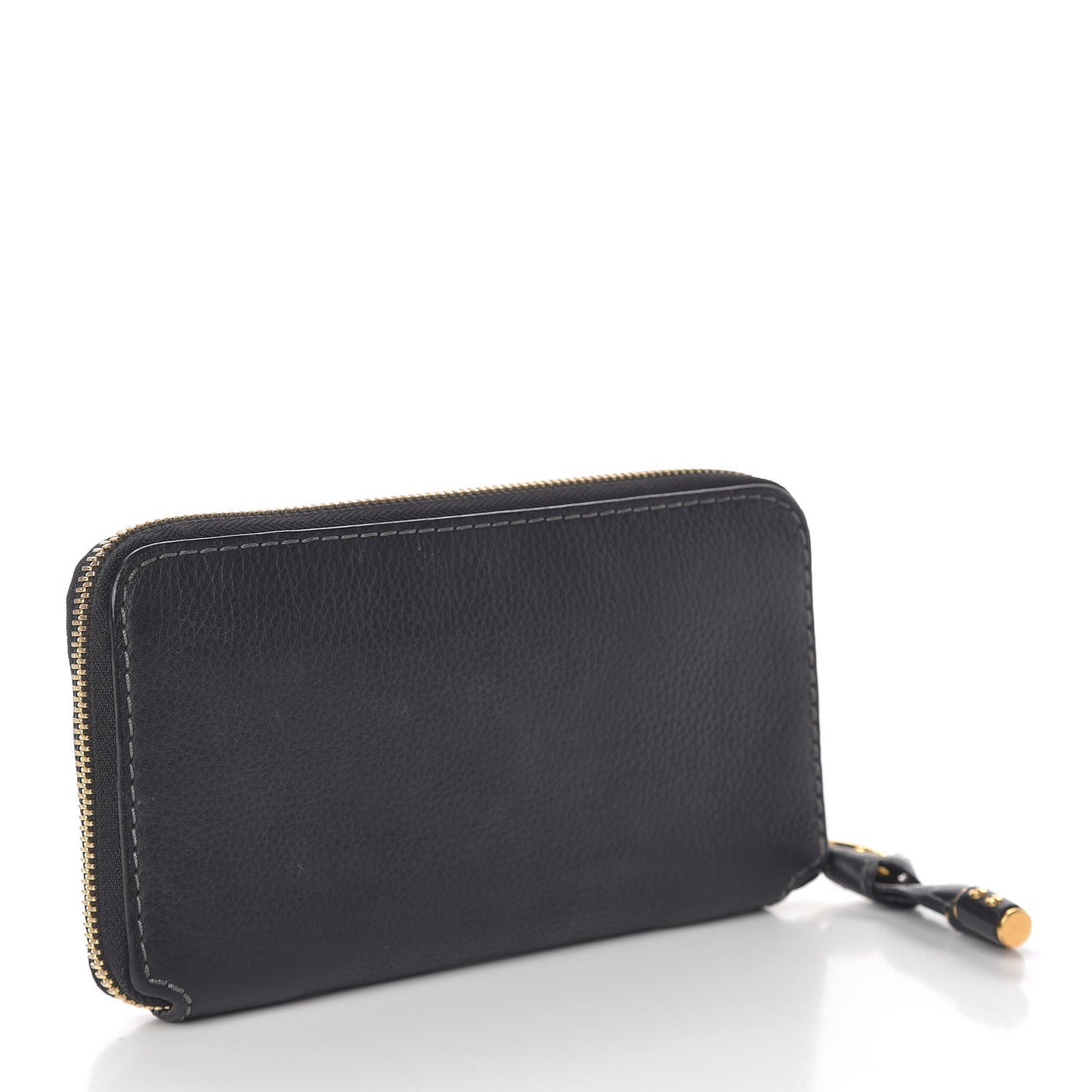 Grained Calfskin Marcie Long Zip Around Wallet Black