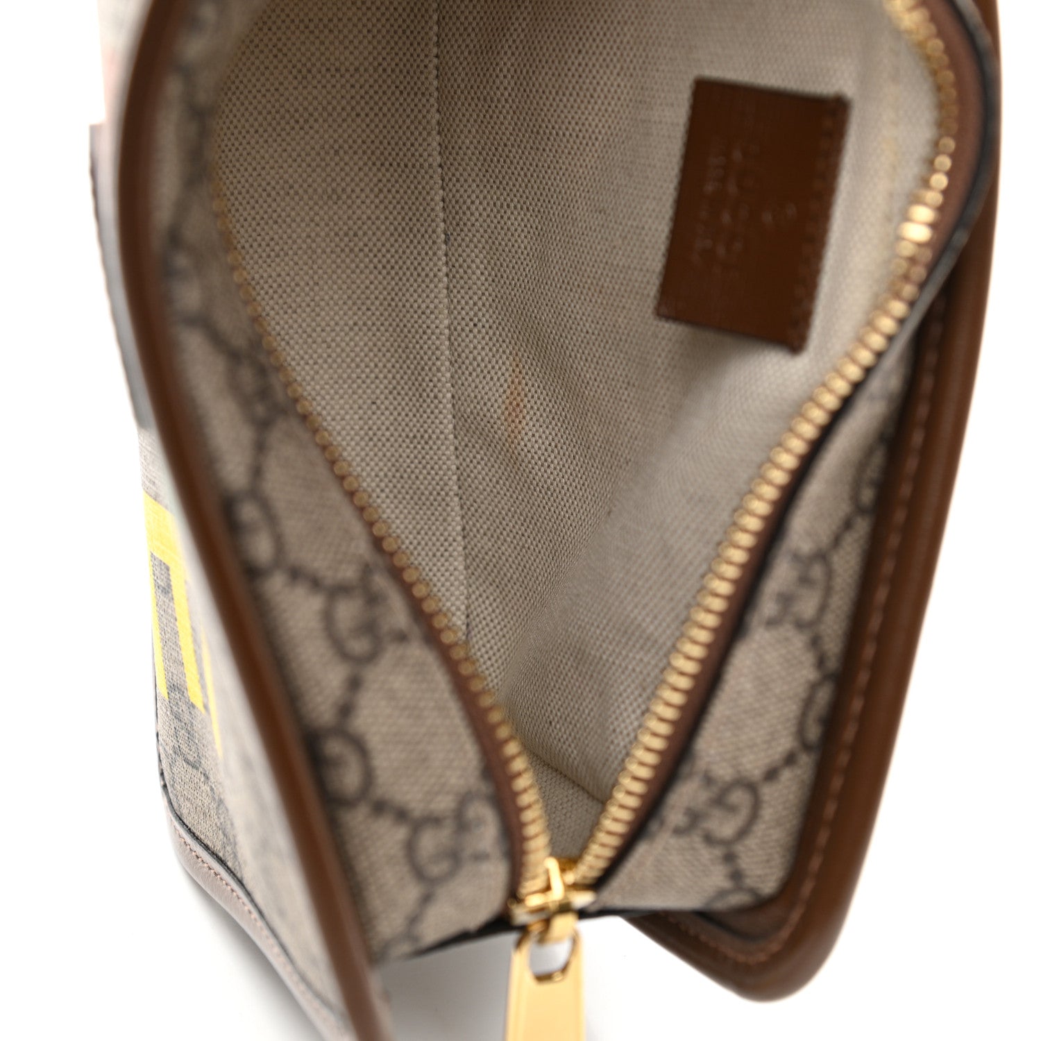 Gucci GG Supreme Monogram Azalea Calfskin Fake/Not Retro Interlocking G Cosmetic Case Beige Ebony Brown Sugar 11 of 12