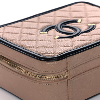 Chanel Caviar Quilted Medium CC Filigree Vanity Case Beige Black 10 of 14