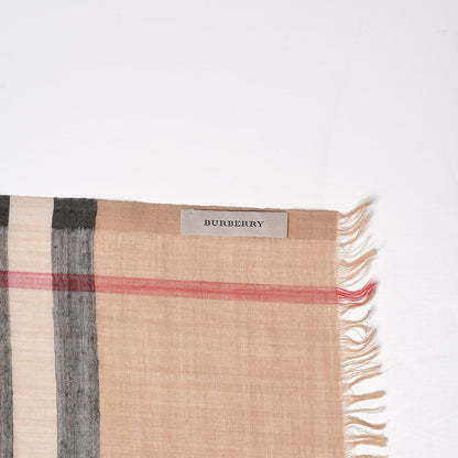 Burberry Wool Silk Gauze Ombre Giant Check Scarf Camel 4 of 4