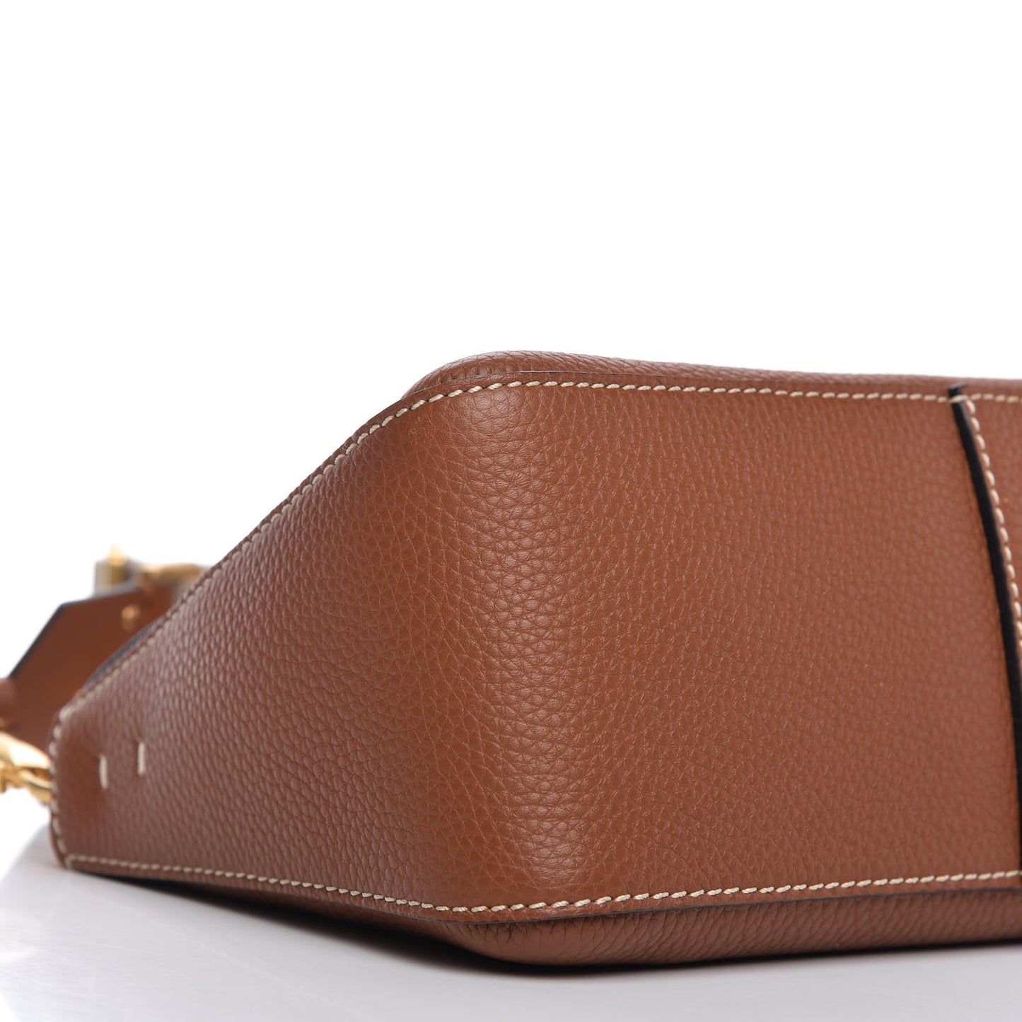 Pebbled Calfskin Small VRing Shoulder Bag Saddle Brown