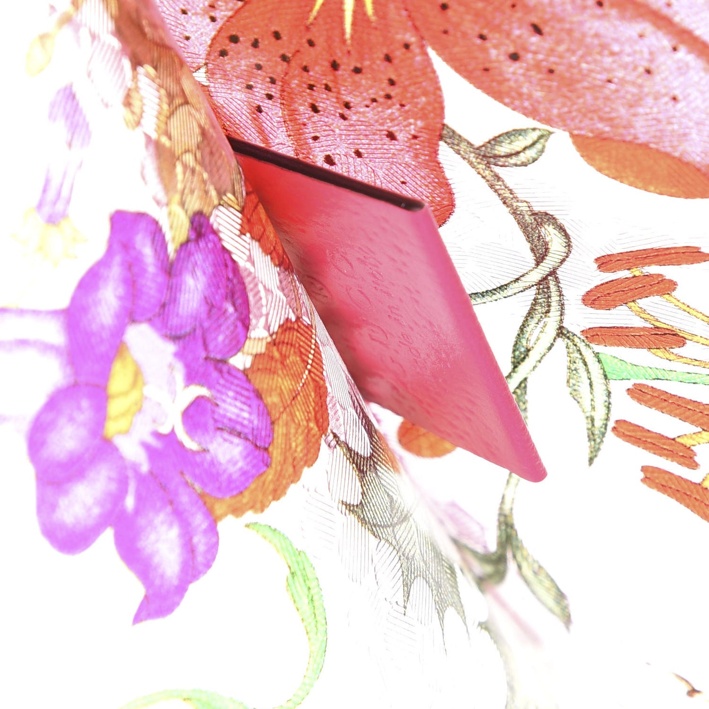 Calfskin Textured Vinyl Print Flora Tote Fluorescent Fuchsia