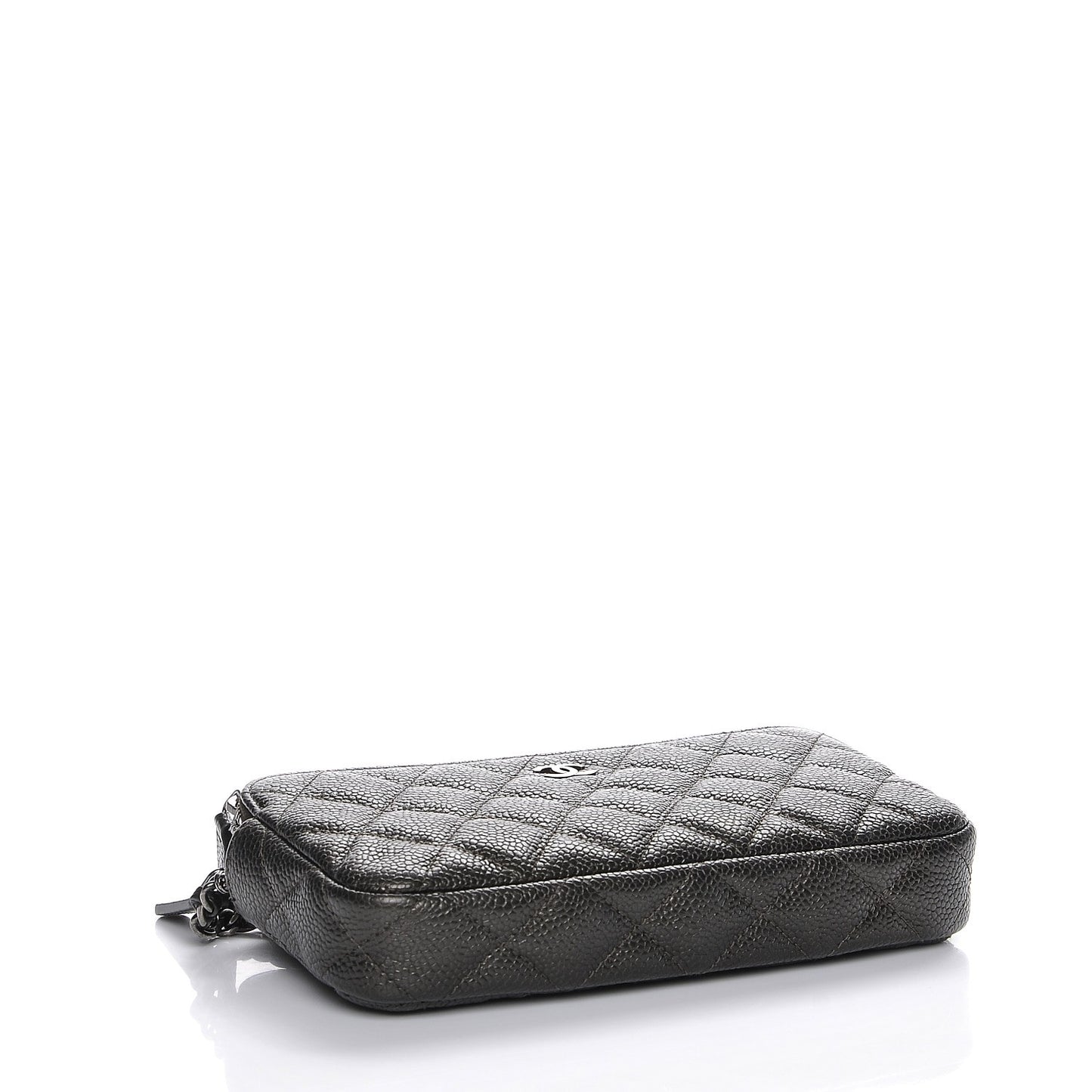 Caviar Quilted Small Clutch With Chain Dark Charcoal