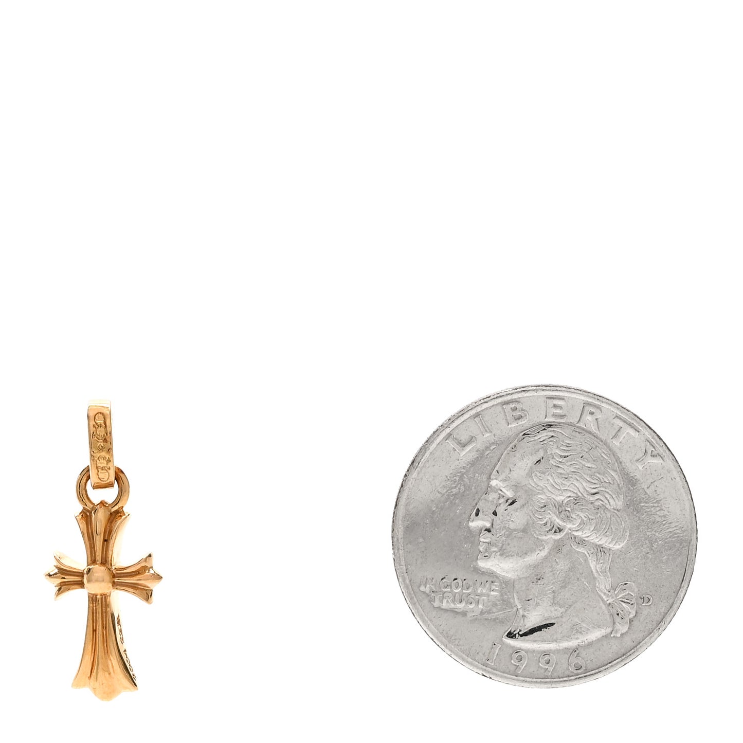 22K Yellow Gold Tiny CH Cross Pendant