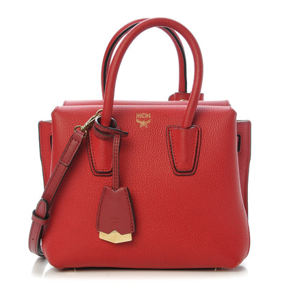 MCM Grained Calfskin Mini Milla Tote Red 1 of 15