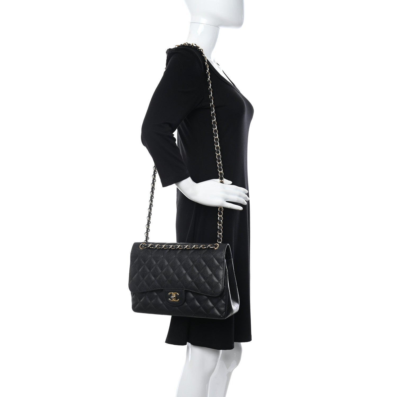 Chanel Caviar Quilted Jumbo Double Flap Black 2 of 10