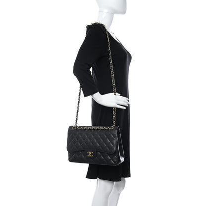 Chanel Caviar Quilted Jumbo Double Flap Black 2 of 10