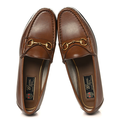 Gucci Betis Glamour Calfskin Womens 1953 Horsebit Loafers 37.5 Brown Sugar 2 of 8