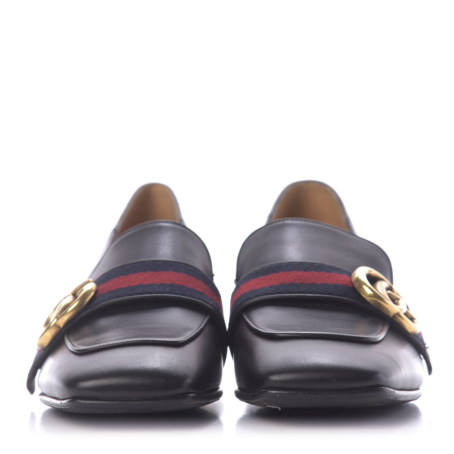 Betis Glamour Calfskin Web Pearl Embellished Peyton 35mm Loafer Pumps 36.5 Black