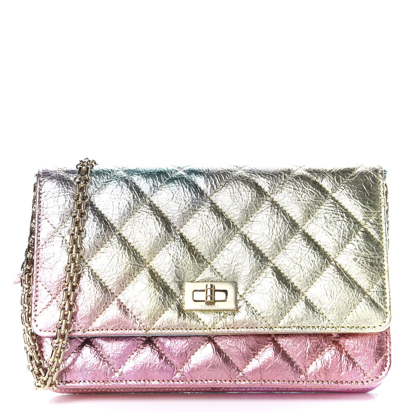 Metallic Goatskin Quilted 2.55 Reissue Wallet on Chain WOC Multicolor