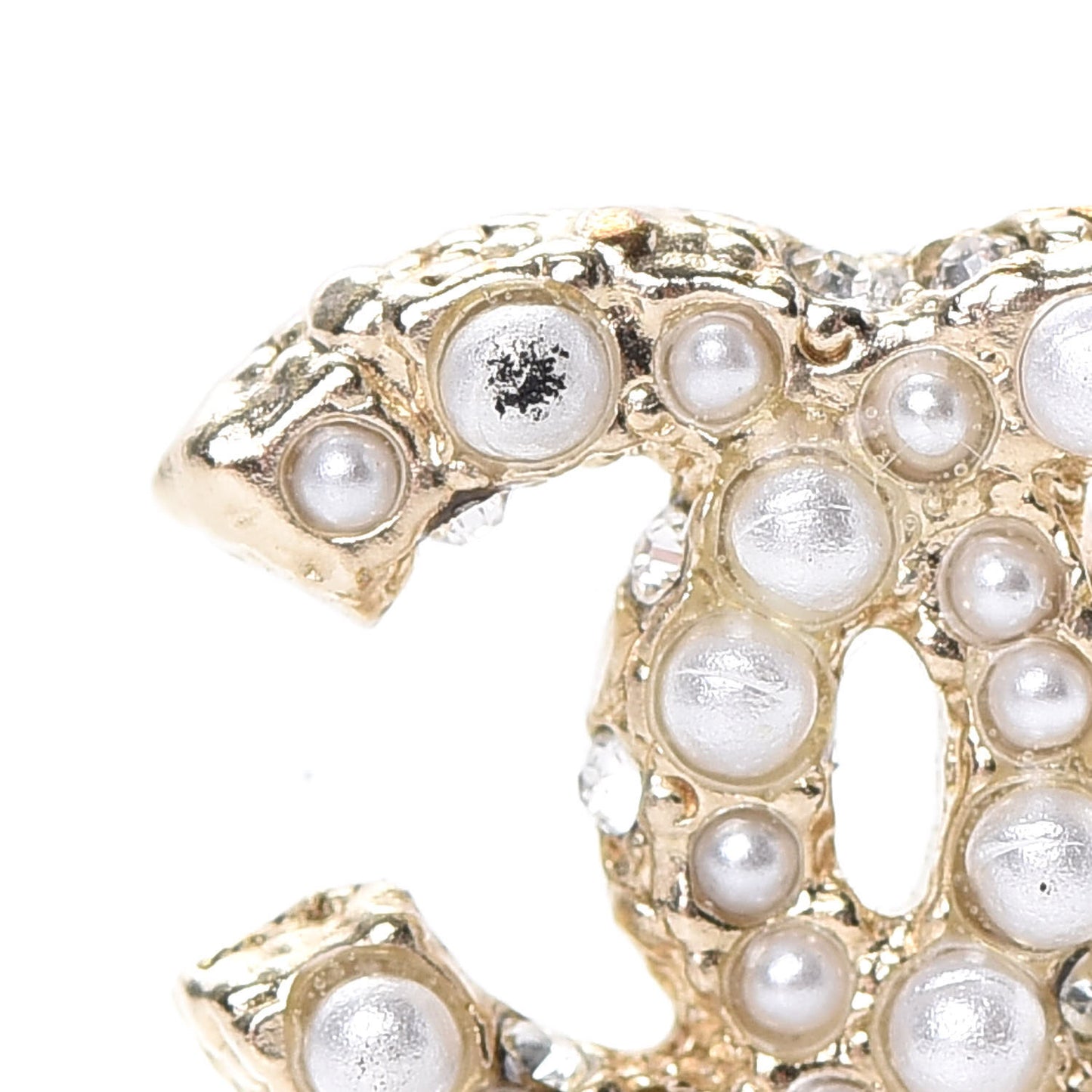Pearl Crystal CC Earrings Gold