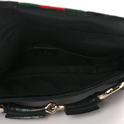 Gucci Monogram Web Horsebit Chain Clutch Black 4 of 8