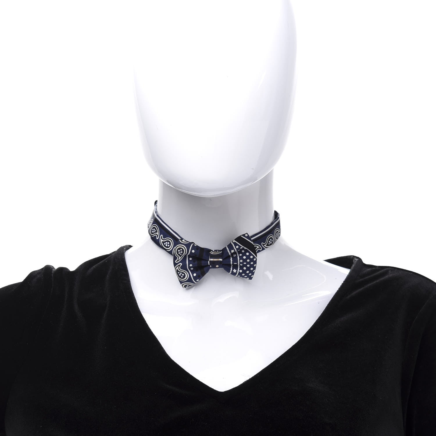 Hermes Silk Peuple Du Vent Bandana Twill Bow Tie Marine White Black 2 of 7