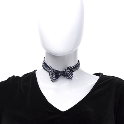 Hermes Silk Peuple Du Vent Bandana Twill Bow Tie Marine White Black 2 of 7