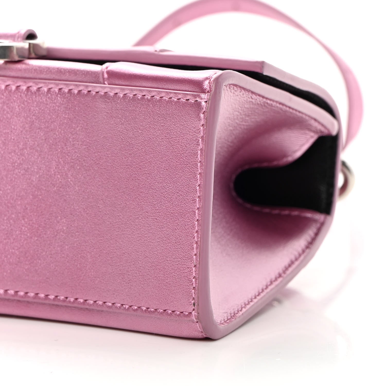 Balenciaga Metallic Shiny Calfskin Hourglass Top Handle Bag XS Pink 11 of 15
